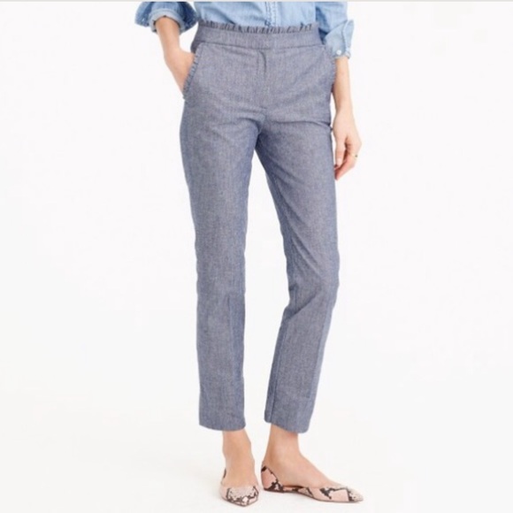 J. Crew Pants - J CREW BLUE CHAMBRAY RUFFLE TRIMMED ANKLE PANT 4